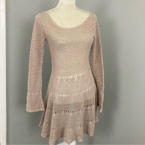 Free people crochet see through dress festival romantic bell sleeves size S